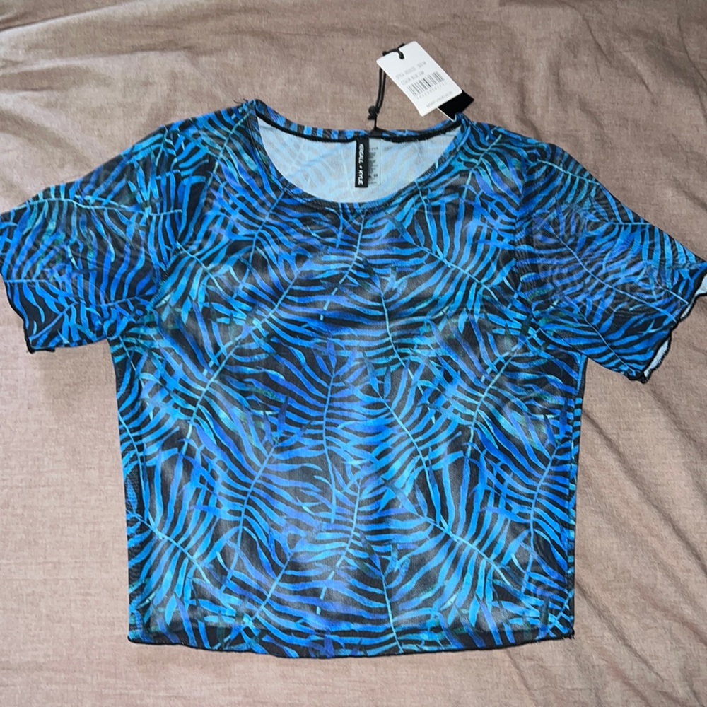 NWT Kendall + Kylie mesh palm print shirt